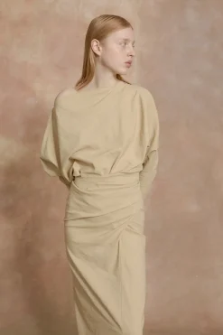 Mite, long beige dress