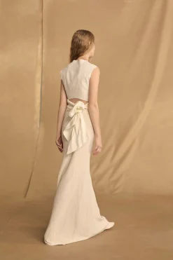 Mona, ivory linen and silk skirt