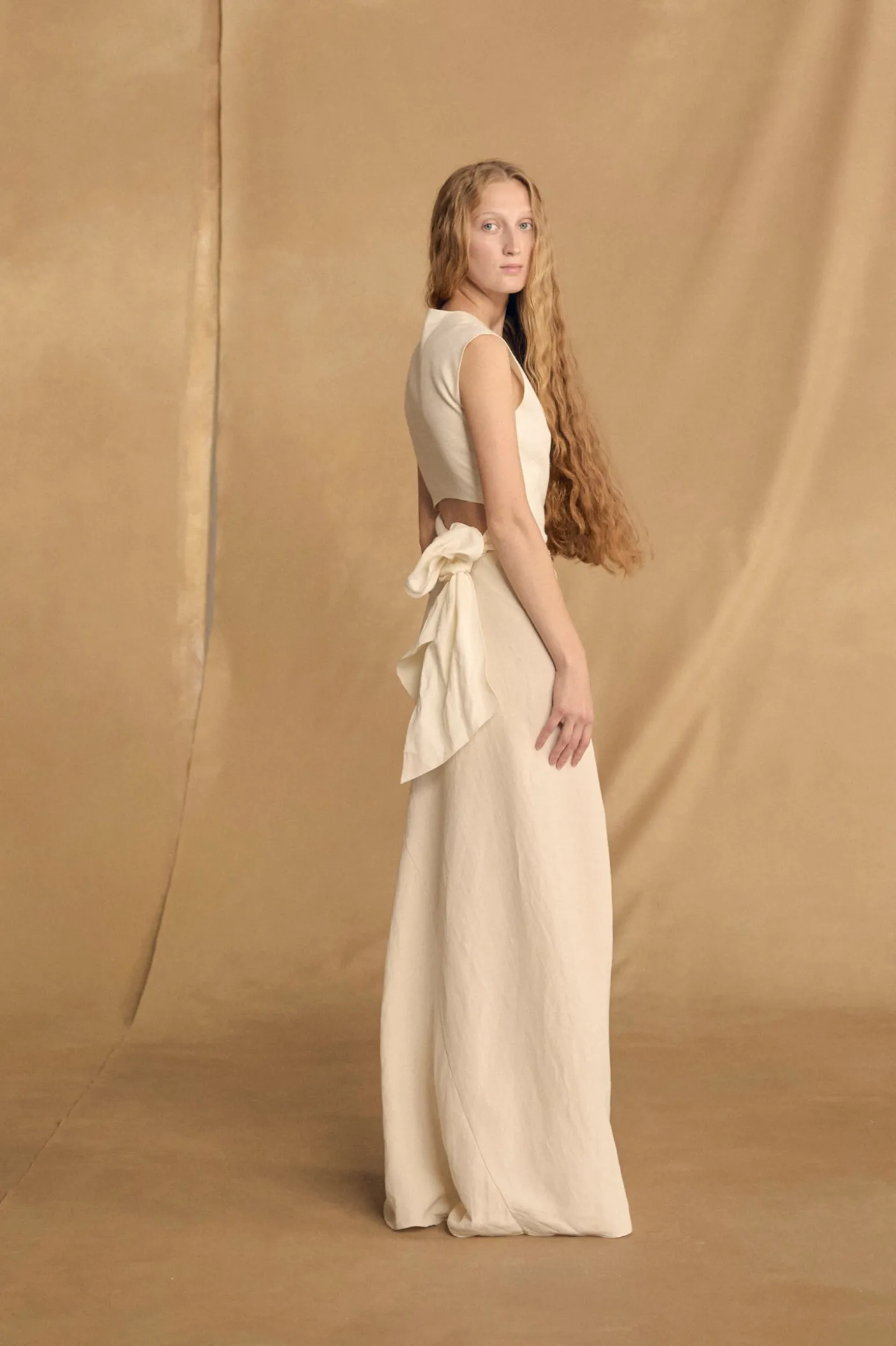Mona, ivory linen and silk skirt