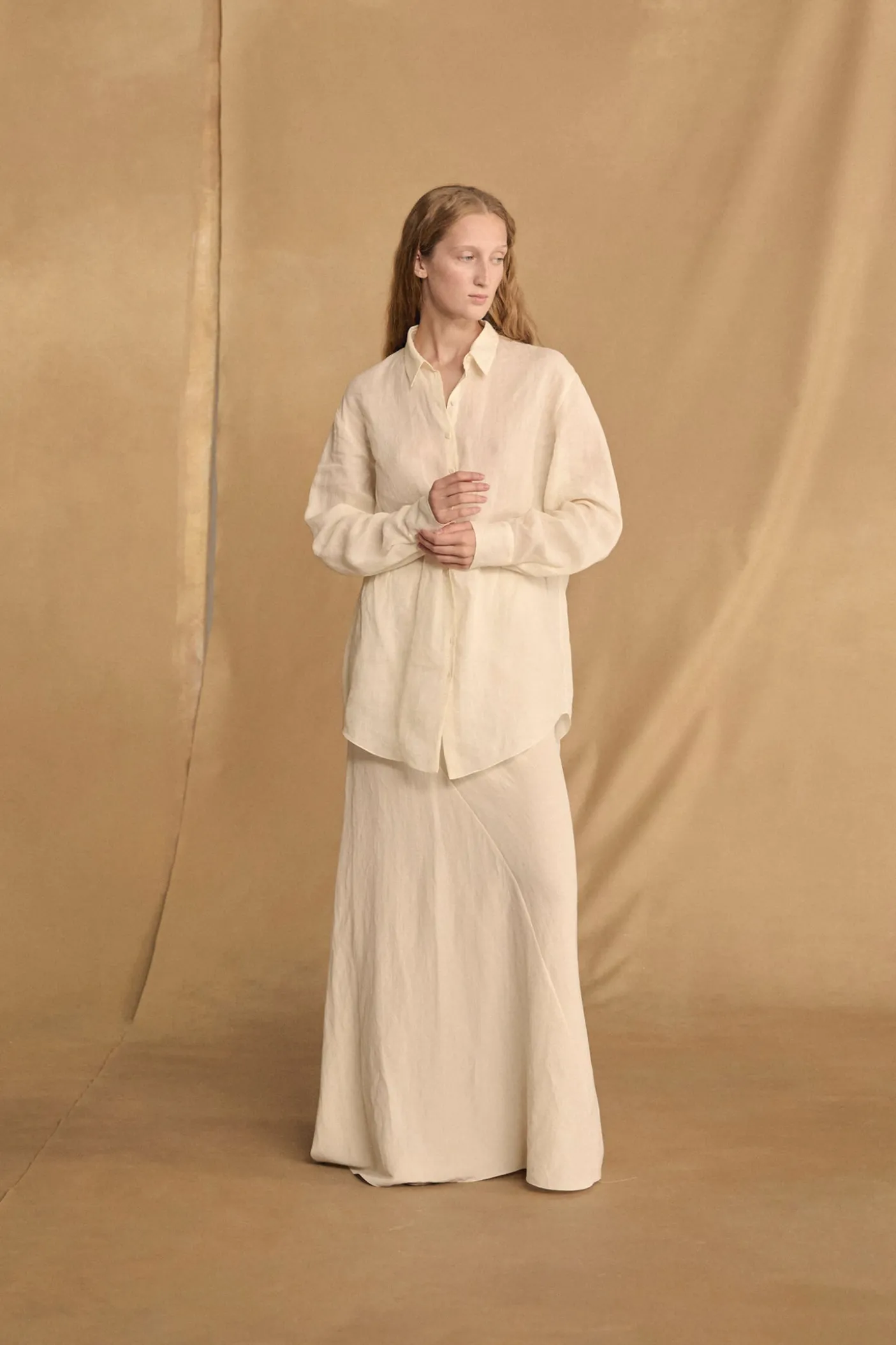 Mona, ivory linen and silk skirt