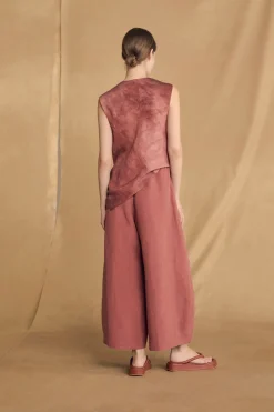 Mona, pantalon de lino y seda fresa