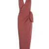 Mona, strawberry linen and silk dress