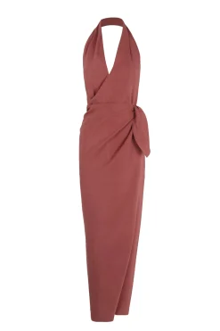 Mona, strawberry linen and silk dress