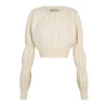 Morgan, crop top en lino y seda marfil