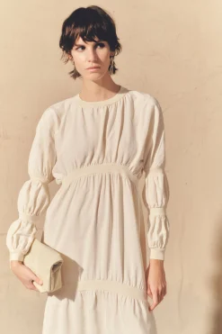 Morgan, ivory silk and linen dress