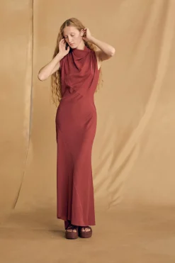 Najwa, cherry silk dress