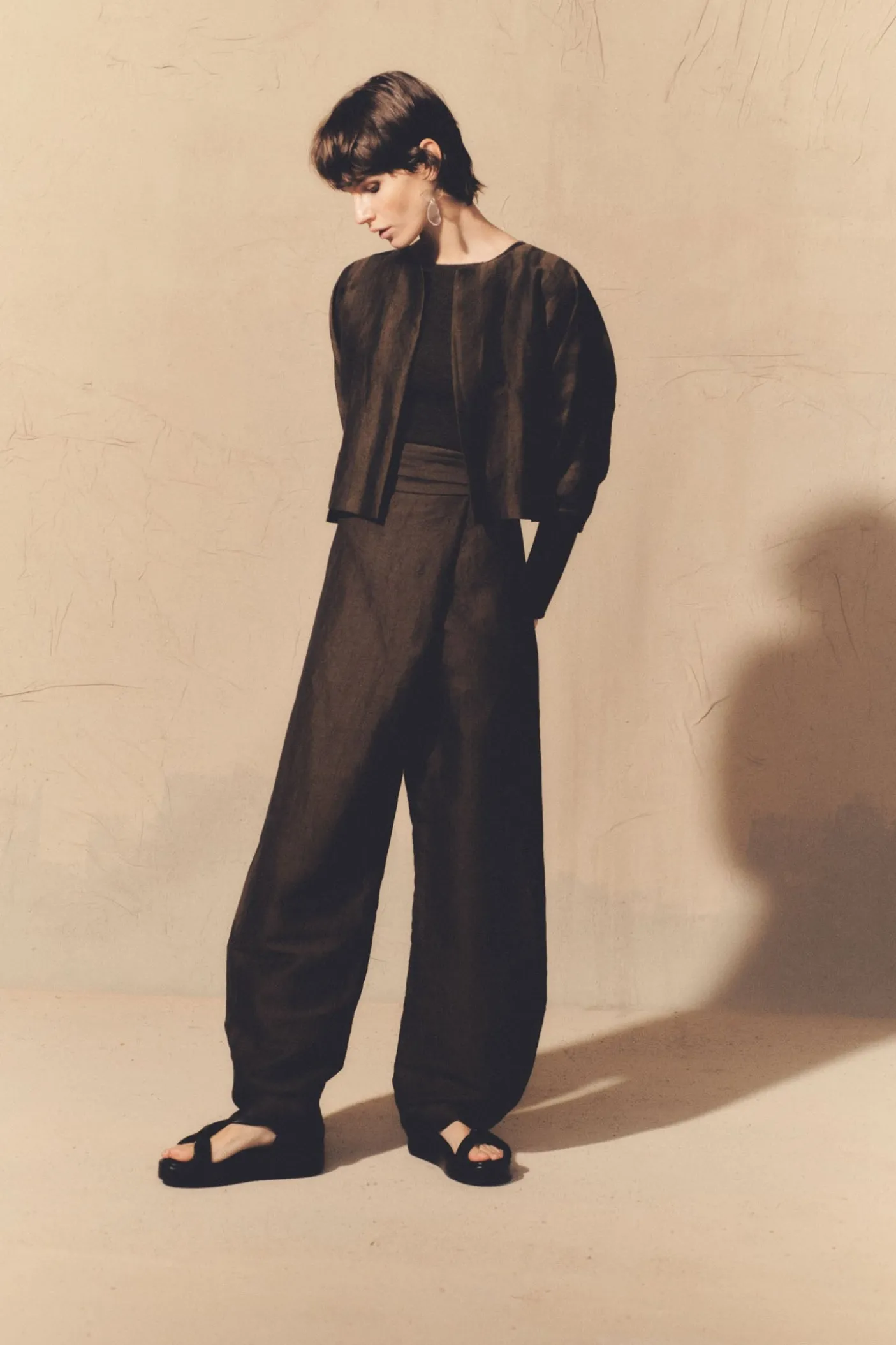 Nico, brown striped jacquard pants