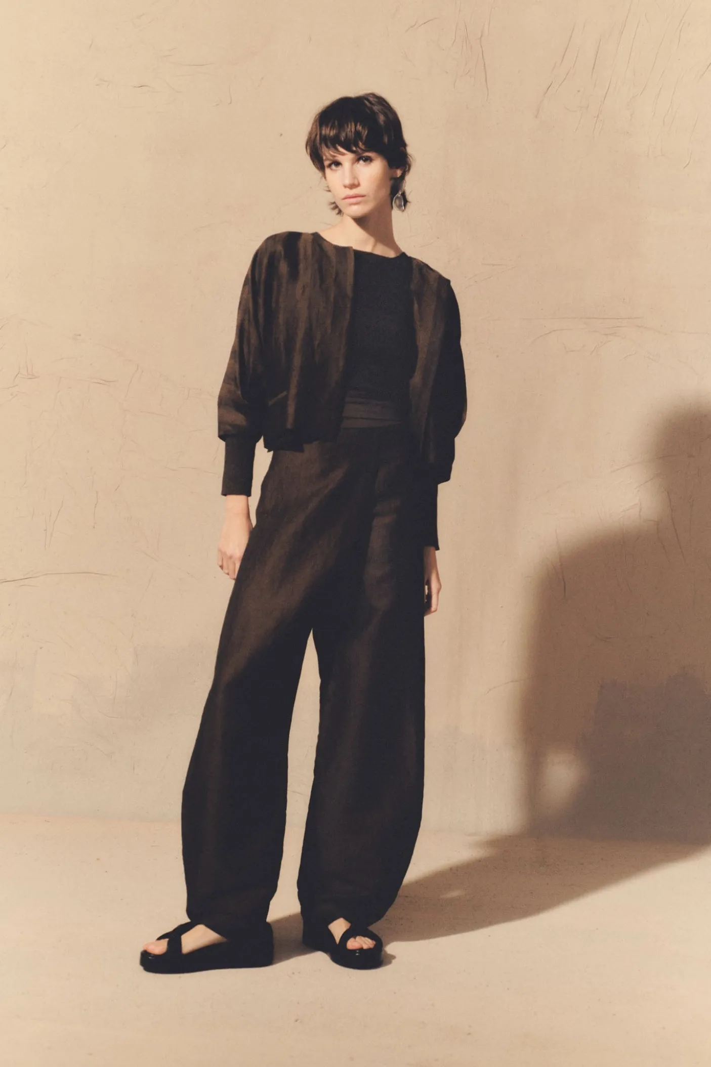 Nico, brown striped jacquard pants