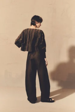 Nico, brown striped jacquard pants