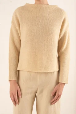 Nima, jersey oversize de alpaca, cachemir y seda marfil