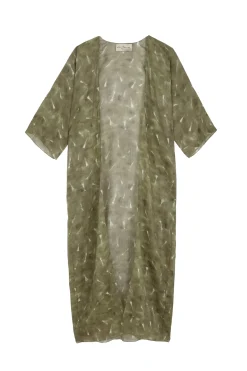 Nina, chaqueta larga de ramio pua print