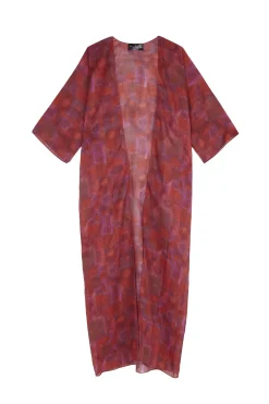 Nina, chaqueta larga en ramio indira print