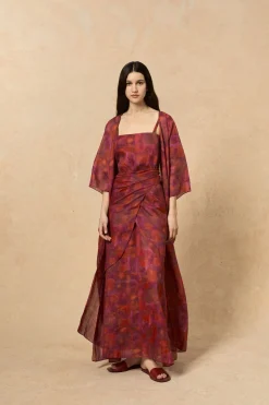 Nina, chaqueta larga en ramio indira print