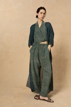 Nina, chaqueta larga en ramio tokyo print