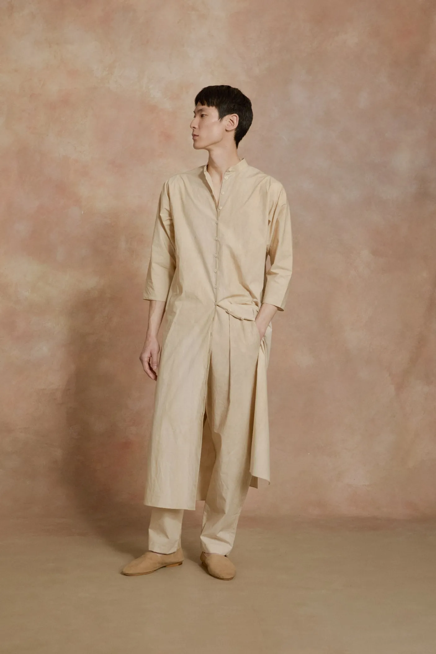 Ono, vestido camisero beige maltinto
