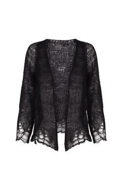 Onye, chaqueta corta de punto abierto negro