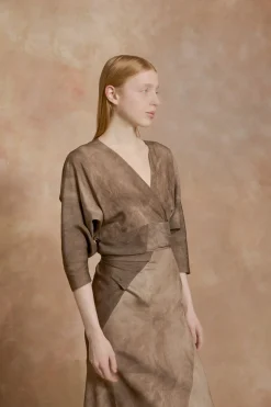 Opalo, vestido envolvente cacao maltinto