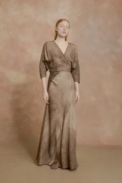 Opalo, vestido envolvente cacao maltinto