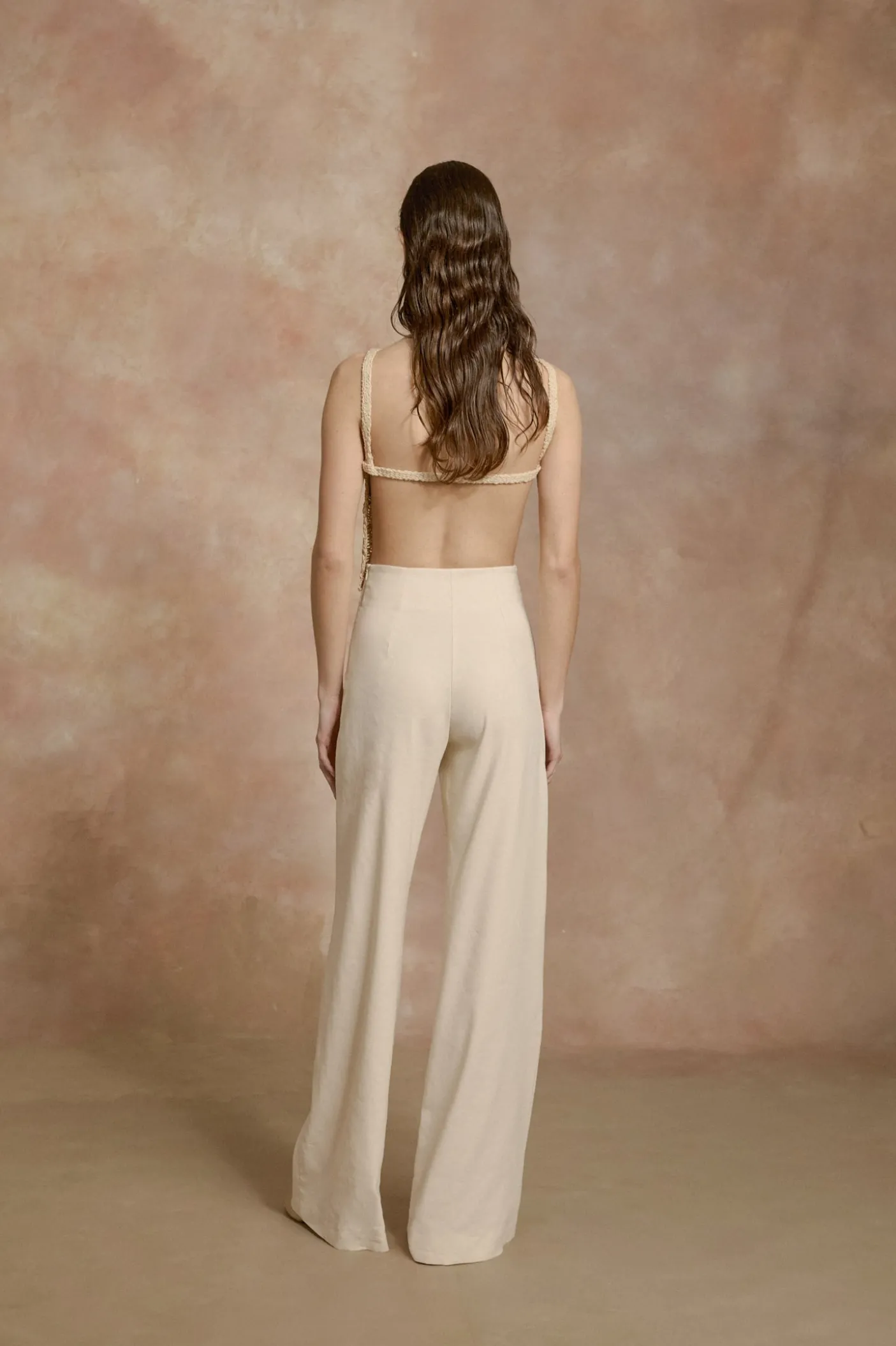 Organica, ivory high-waisted pants