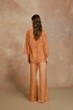 Paz, pantalon de campana mandarina