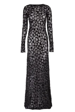 Pebbles, long dress in devore velvet