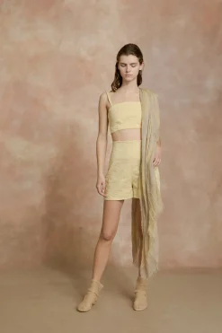 Postcal, light yellow striped scarf