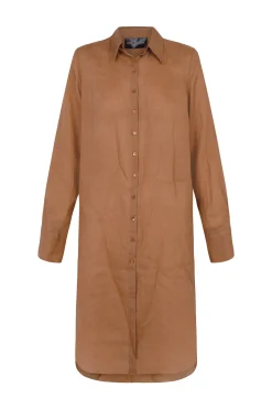 Rami, camisa larga en ramio terracota