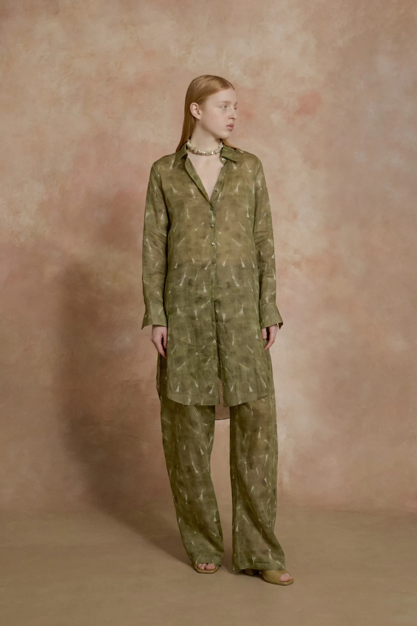 Rami, pua print ramie long shirt