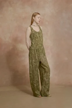 Rami, pua print ramie pants