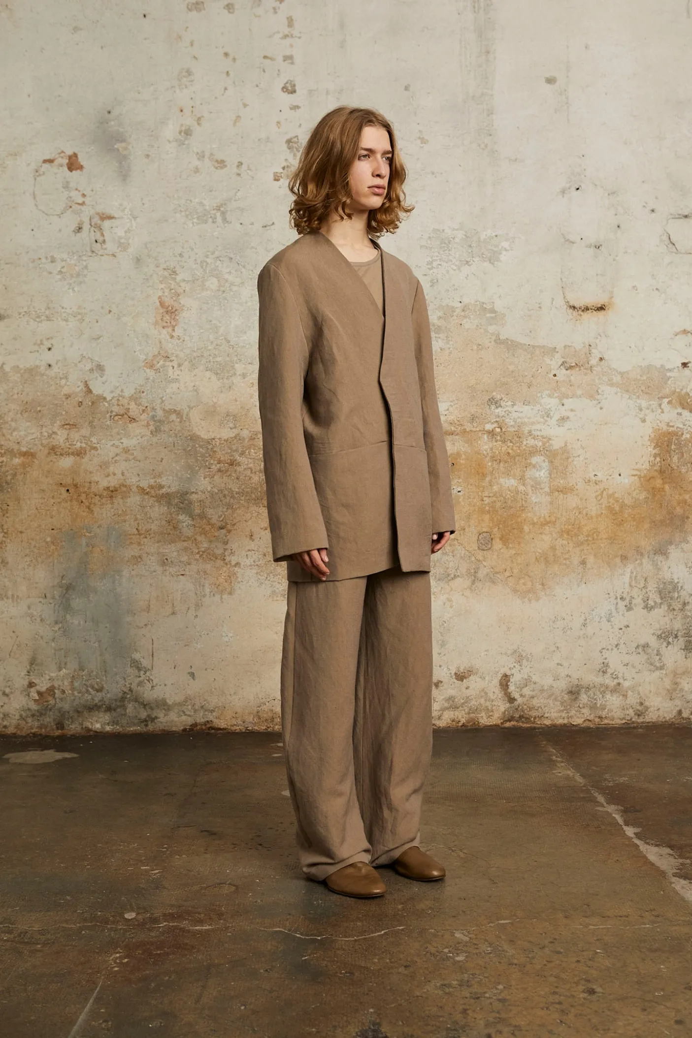 Rocco, jacket in linen and gray virgin wool