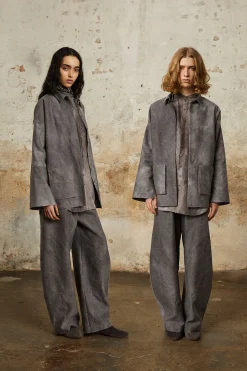Rocco, lilac maltinto overshirt in linen and wool