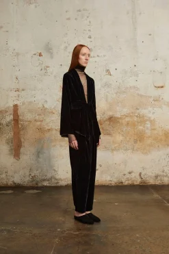 Roisin, black velvet pants