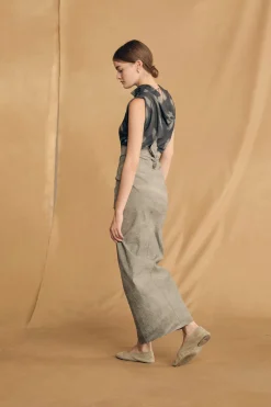 Ryo, maltinto aqua striped skirt