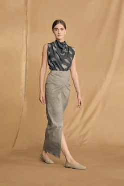 Ryo, maltinto aqua striped skirt