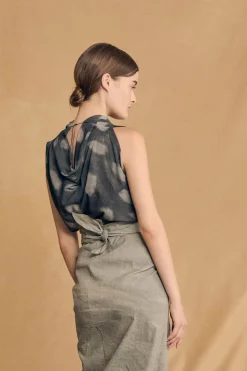 Ryo, maltinto aqua striped skirt