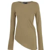 Sabrina, top en seda stretch kaki