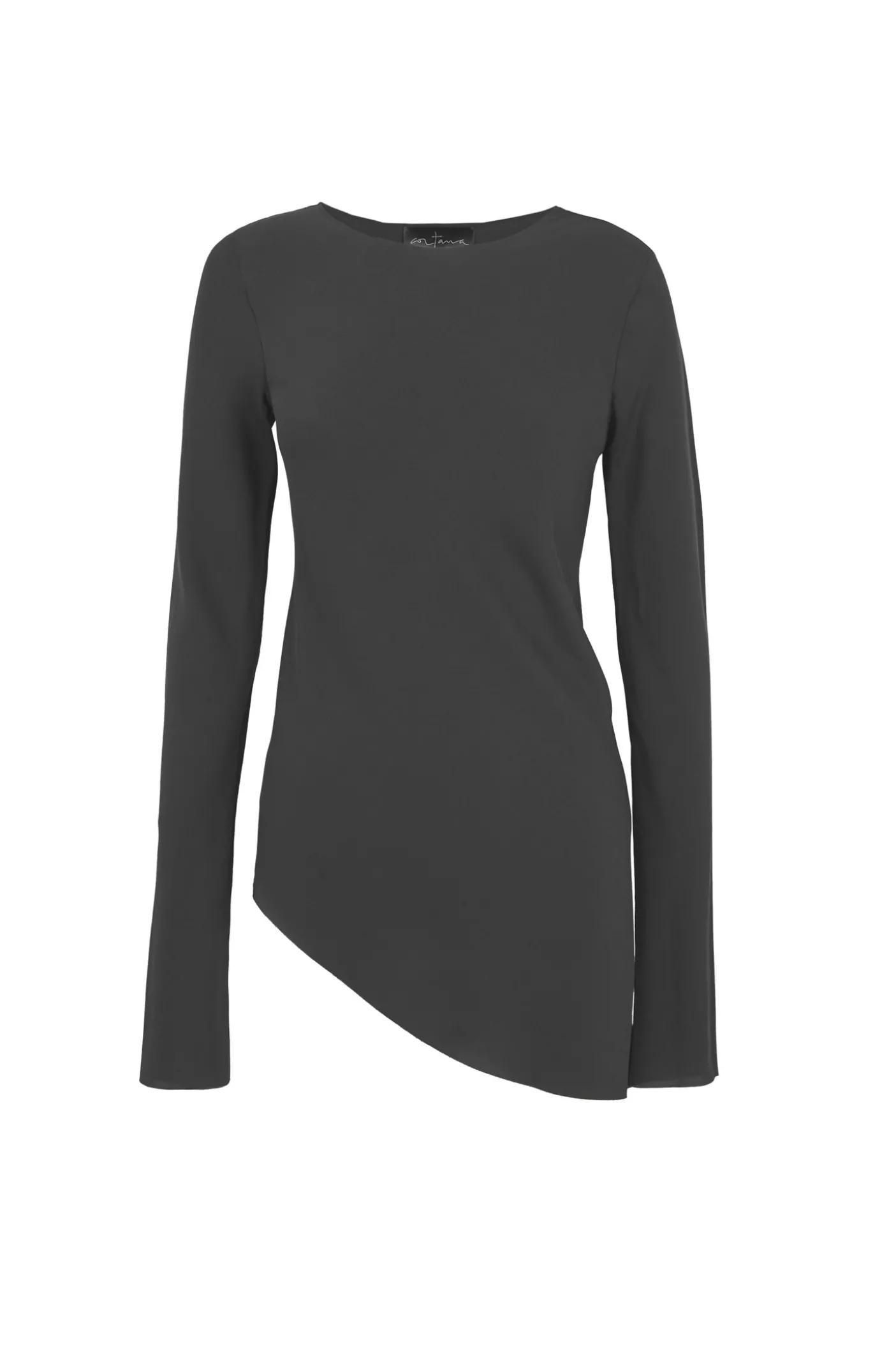 Sabrina, top en seda stretch grafito
