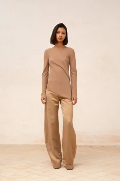 Sabrina, top en seda stretch cocoa