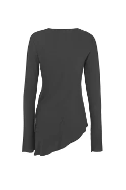 Sabrina, top en seda stretch grafito