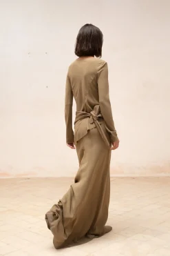 Sabrina, top en seda stretch kaki