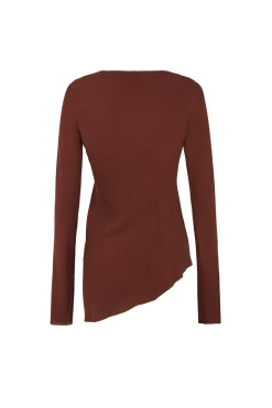 Sabrina, top en seda stretch granate