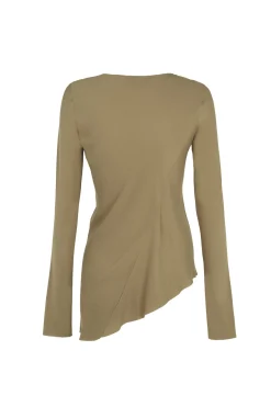 Sabrina, top en seda stretch kaki