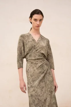 Salma, herba print silk dress