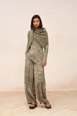 Salma, herba print silk pants