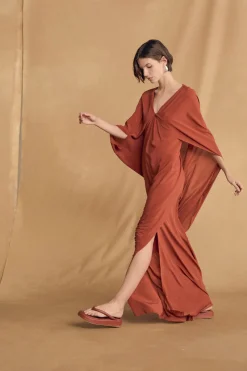 Sarina, red silk dress