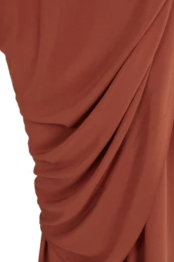 Sarina, red silk dress