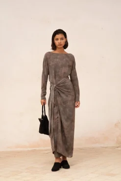 Selenita, dejavu print silk dress