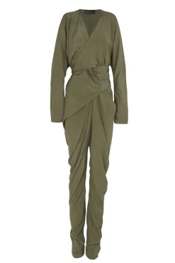 Serp, mono de seda stretch verde oliva