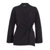 Simona, gray linen and silk wrap jacket