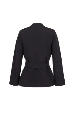 Simona, gray linen and silk wrap jacket